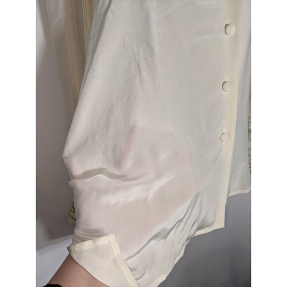 NWT Vtg DVF 100% Silk Blouse Sz L Ivory Gold Floral Embroidery Luxury Designer - Picture 8 of 15